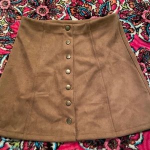 Suede button up skirt